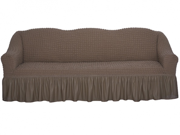 Чехол на трехместный диван с оборкой Concordia, цвет коричневый фото 13