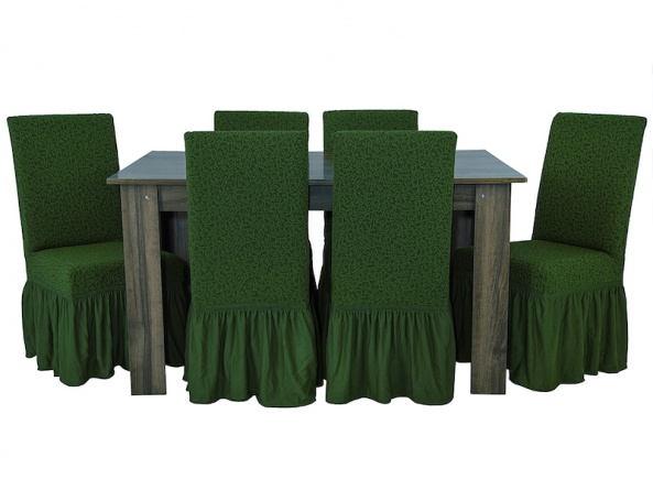 Чехол на стул с оборкой Venera "Жаккард", цвет зеленый, 1 предмет фото 2