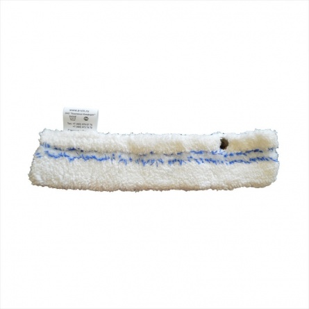 Шубка для мытья окон, 45 см, микрофибра+мягкий абразив, липучка, белая с синей полосой фото 2