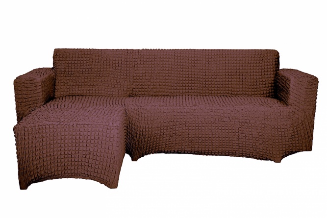 Чехол на угловой диван с оттоманкой CONCORDIA, выступ справа, цвет тёмно-коричневый фото 1
