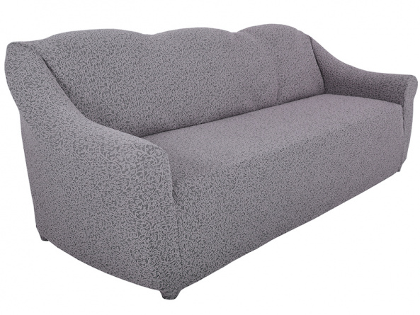 Чехол на трёхместный диван без оборки Venera "Жаккард", цвет серо-бежевый фото 1