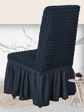 Чехлы на стулья с оборкой Venera, цвет темно-серый, комплект 6 штук фото 7