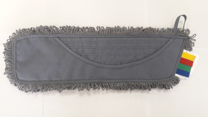 Насадка для швабры плоская (моп), 50 см, хлопок, единый карман с вырезом, серый фото 1