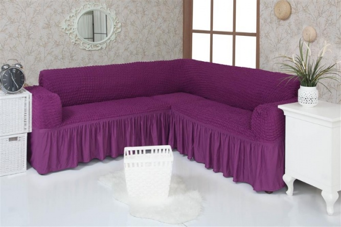 Чехол на угловой диван с оборкой Concordia, цвет фиолетовый фото 2