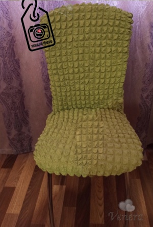 Чехлы на стулья без оборки Venera, цвет оливковый, комплект 4 штуки фото 10