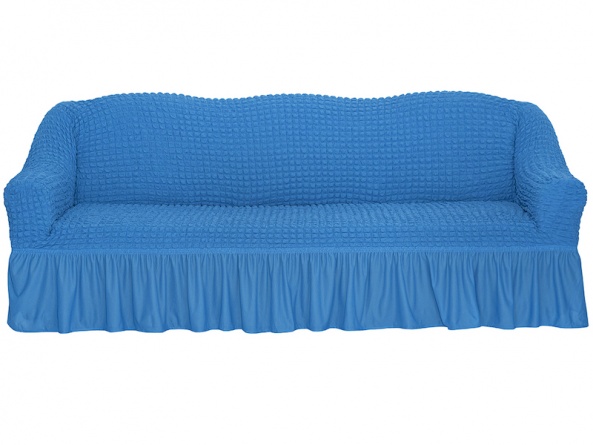 Чехол на трехместный диван с оборкой CONCORDIA, цвет синий фото 8
