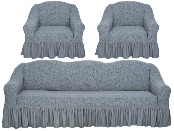 Комплект чехлов на трехместный диван и кресла Venera "Жаккард", цвет серый, 3 предмета фото 1