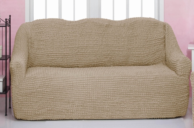 Чехол на трехместный диван без оборки CONCORDIA, цвет светло-бежевый фото 1