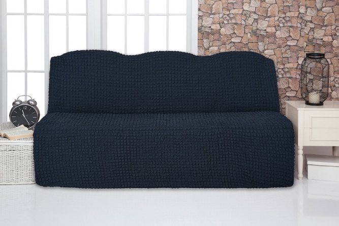 Чехол на трехместный диван без подлокотников и оборки Venera, цвет темно-серый фото 1