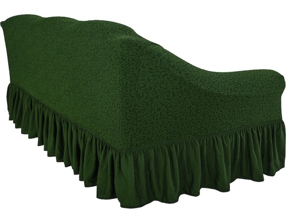 Комплект чехлов на угловой диван и кресло с оборкой Venera "Жаккард", цвет зелёный фото 3