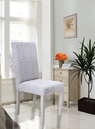 Чехлы на стулья без оборки Venera "Жаккард", цвет светло-серый, комплект 4 штуки фото 3