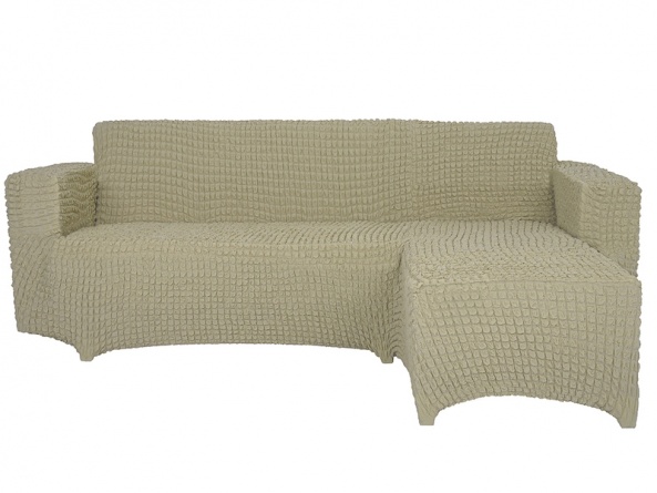 Чехол на угловой диван с оттоманкой CONCORDIA, выступ слева, цвет светло-бежевый фото 1