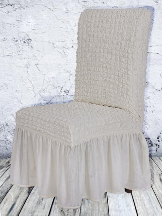 Чехлы на стулья с оборкой Venera, цвет молочный, комплект 6 штук фото 7