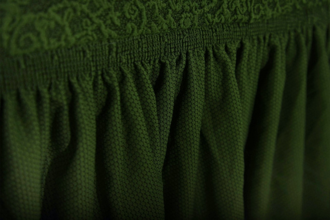 Чехол на угловой диван с оборкой Venera "Жаккард", цвет зеленый фото 5