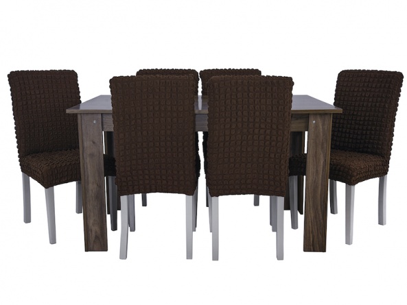 Чехлы на стулья без оборки Venera, цвет тёмно-коричневый, комплект 6 штук фото 1