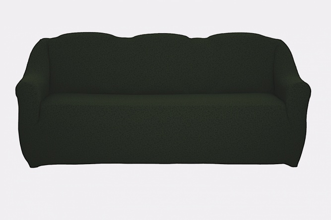 Чехол на трёхместный диван без оборки Venera "Жаккард", цвет зелёный фото 1